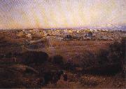 Gustav Bauernfeind Jerusalem from the Mount of Olives. oil painting on canvas